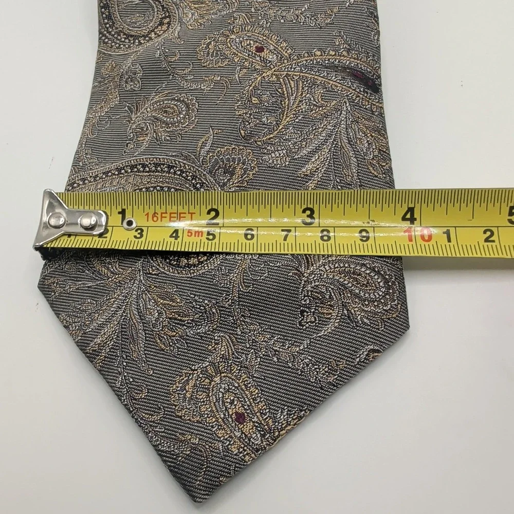 Lauren Ralph Lauren Tie Mens Grey Paisley Classic Silk Hand Finished Woven